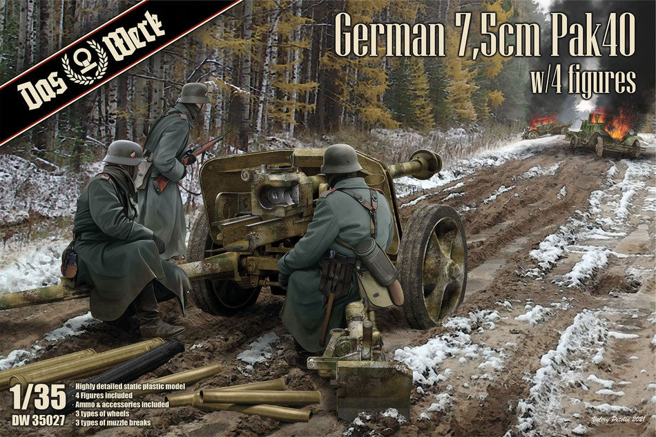 German 7,5cm Pak40 with 4 Figures, Das Werk's 1/35