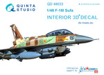 1/48 F-16I 3D-Printed & coloured Interior on decal paper (for Kinetic kit)