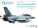 1/48 F-16D (block 30/40/50)  3D-Printed & coloured Interior on decal paper (for Kinetic kit)