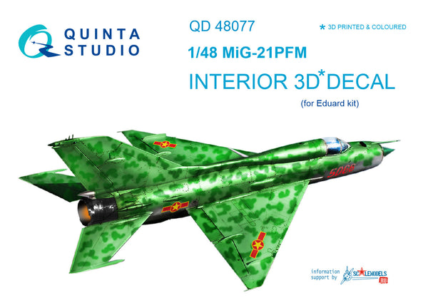 MiG-21PFM (emerald color panels) 3D-Printed & coloured Interior on decal paper (for Eduard kit)